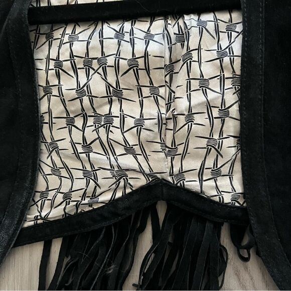 Thomas Wylde suede vest with metal skull accents, fringe authentic sz L vintage - Picture 6 of 16